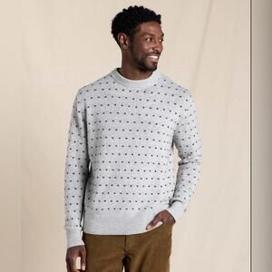 NWT Toad&Co Heather Gray Birdseye Cazadero Crew Neck Wool Blend Sweater XL